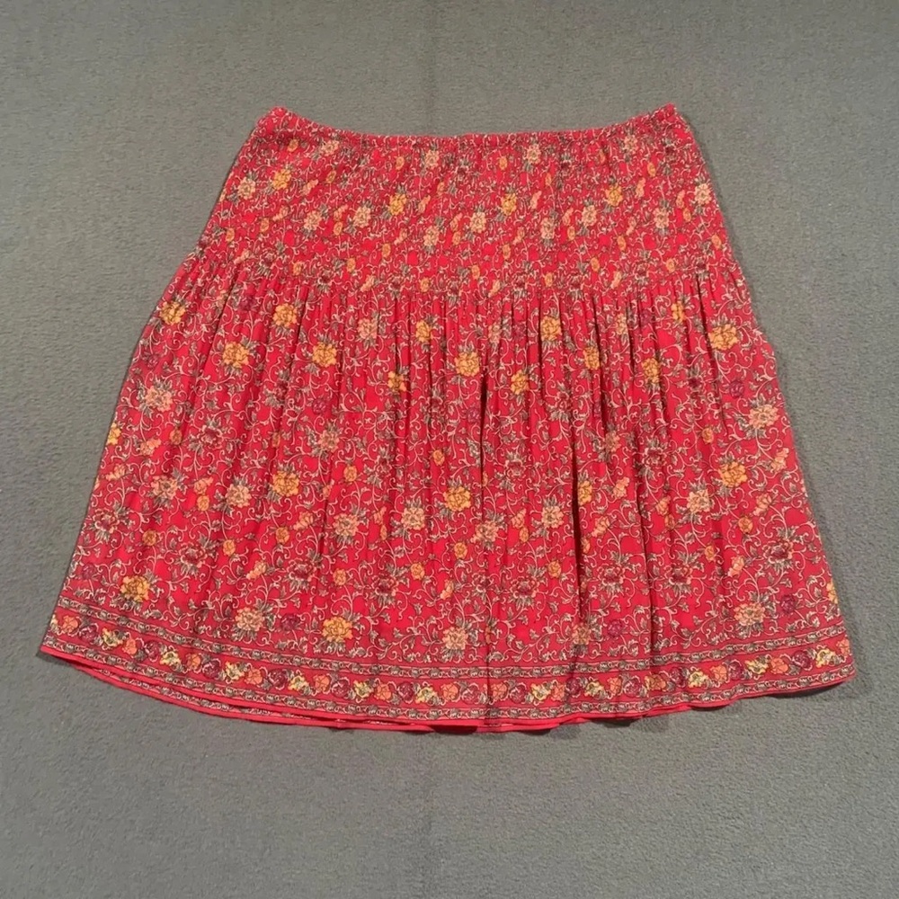 Max Studio Red Floral A-Line Skirt